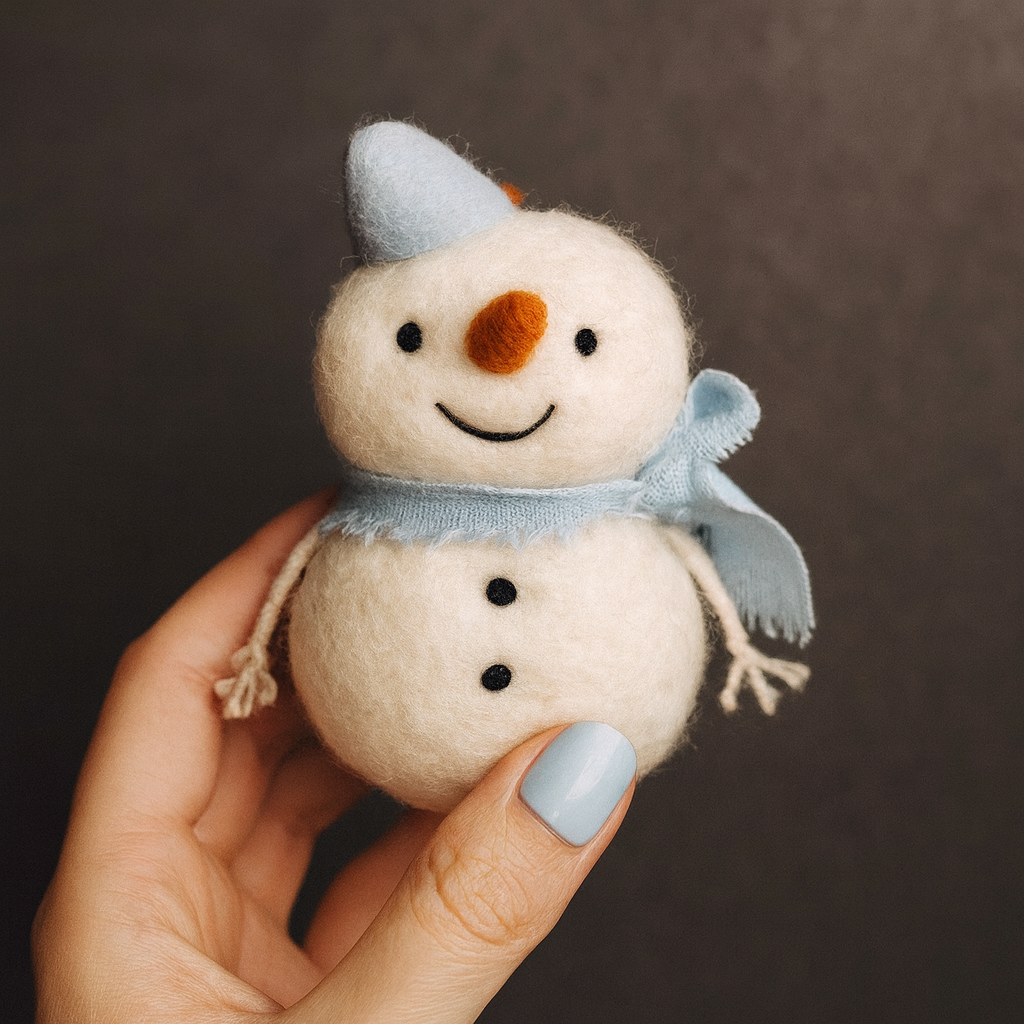 Handmade Felt Snowman Ornament – Wool Christmas Decoration, Cute Winter Gift, Scandinavian Style Home Decor, Holiday Hanging Ornament