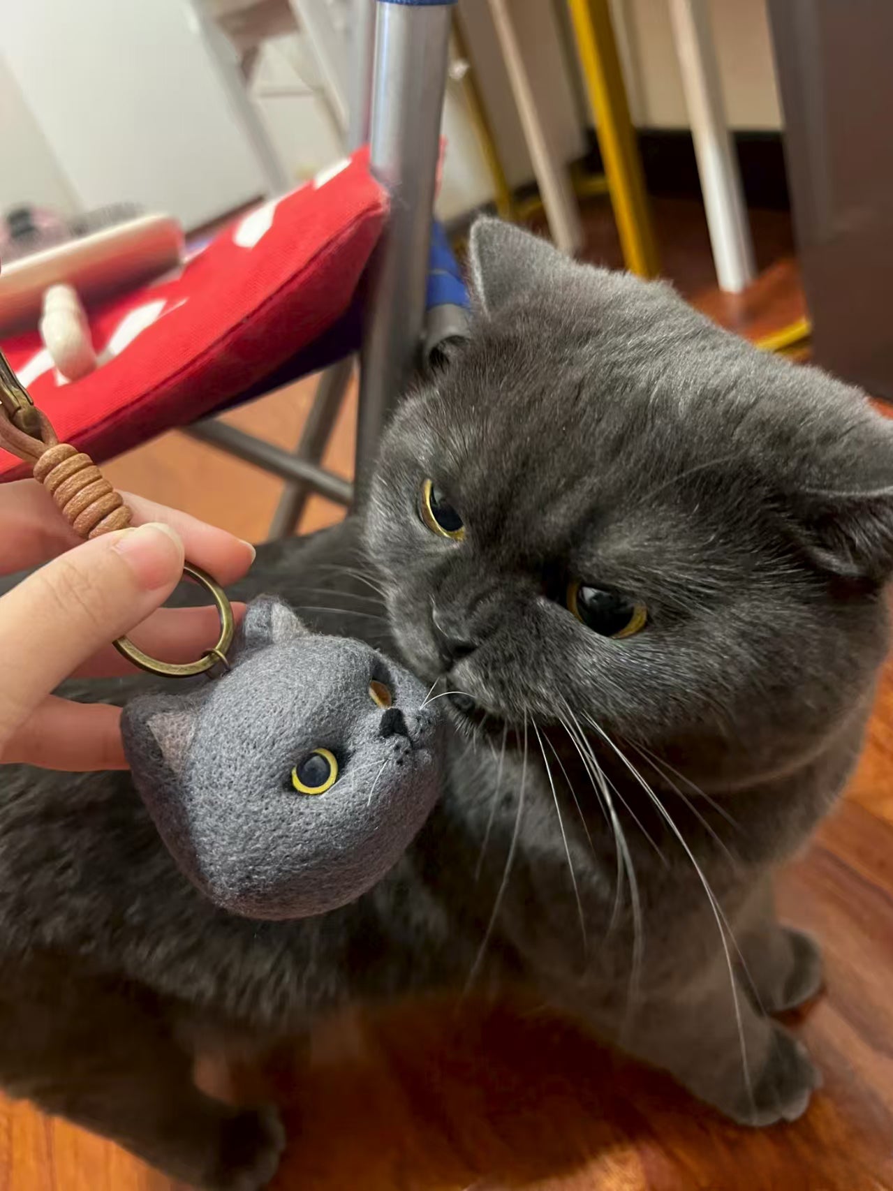 Custom Pet Portrait Keychain – Handmade Wool Felt Cat & Dog Face, Personalized Bag Charm, Car Accessory, Gift for Pet Lovers