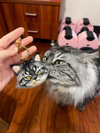 Custom Pet Portrait Keychain – Handmade Wool Felt Cat & Dog Face, Personalized Bag Charm, Car Accessory, Gift for Pet Lovers