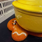 Handmade Felt Gingerbread Man Coaster – Wool Christmas Cup Mat, Cute Holiday Décor, Unique Gift for Coffee & Tea Lovers