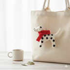Handmade Felt Dalmatian Dog Ornament with Red Scarf – Wool Felt Christmas Decoration, Cute Animal Hanging Ornament, Gift for Dog Lovers