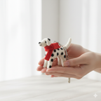 Handmade Felt Dalmatian Dog Ornament with Red Scarf – Wool Felt Christmas Decoration, Cute Animal Hanging Ornament, Gift for Dog Lovers