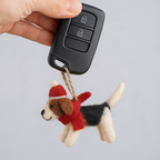 Handmade Felt Dog Ornament – Needle Felted Wool Puppy with Red Hat & Scarf, Cute Hanging Decoration for Christmas & Home Décor
